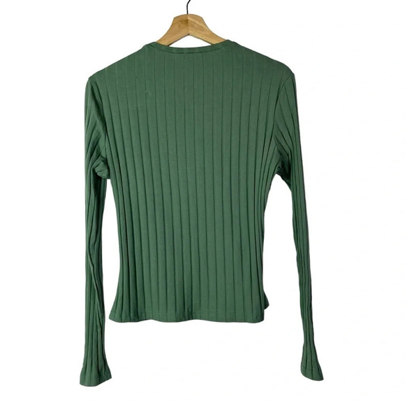 Shein Sea Green Wide Ribbed Fitted Long Sleeve Top XL - Picture 2 of 3